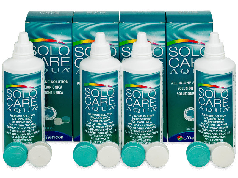 Pflegemittel SoloCare Aqua 4 x 360 ml - Pflegelösung – 4er Pack