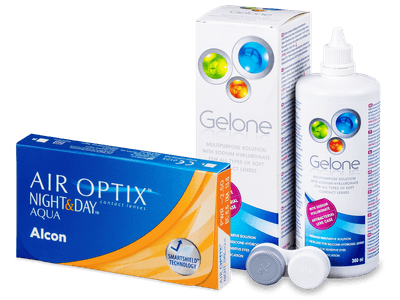 Air Optix Night and Day Aqua (6 Linsen) + Gelone 360ml - Spar-Set