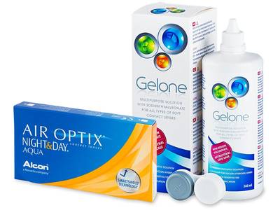 Air Optix Night and Day Aqua (6 Linsen) + Gelone 360ml - Spar-Set