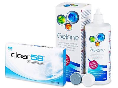 Clear 58 (6 Linsen) + Gelone 360 ml - Älteres Design