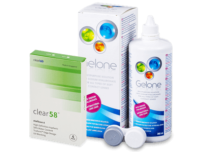 Clear 58 (6 Linsen) + Gelone 360 ml - Spar-Set