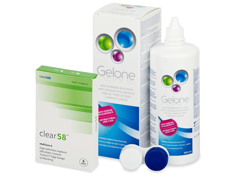 Clear 58 (6 Linsen) + Gelone 360 ml - Spar-Set