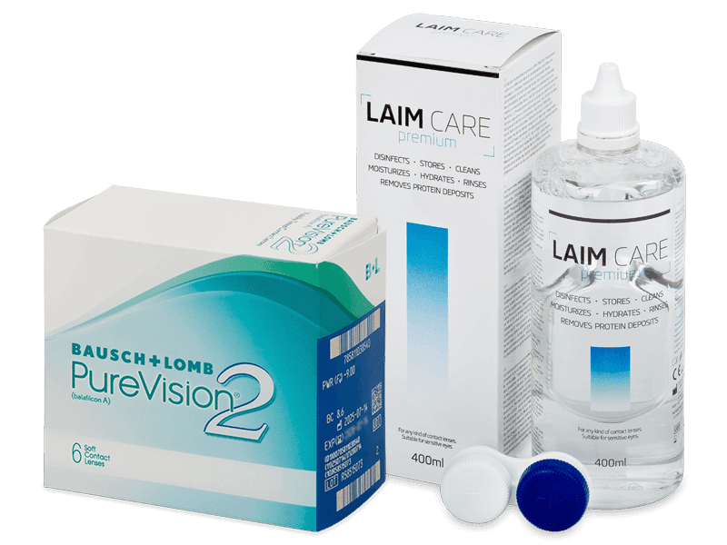 PureVision 2 (6 Linsen) + Laim Care Pflegemittel 400 ml - Spar-Set