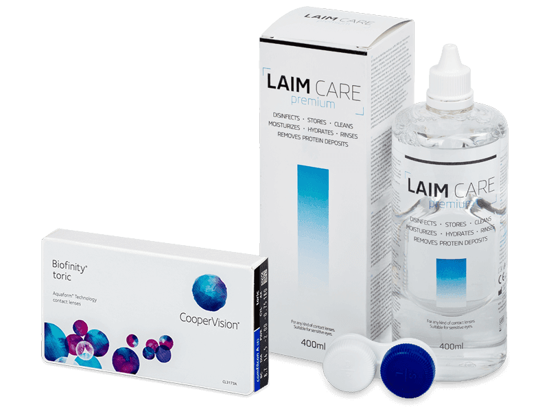 Biofinity Toric (3 Linsen) + Laim Care Pflegemittel 400 ml - Spar-Set