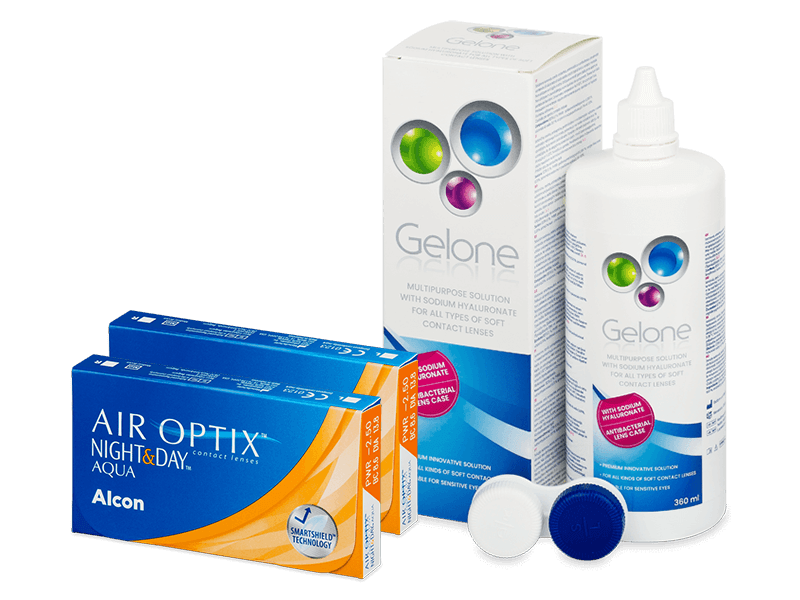 Air Optix Night and Day Aqua (2x3 Linsen) + Gelone 360 ml - Spar-Set