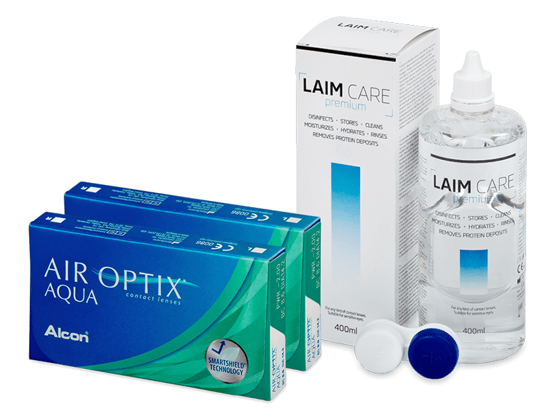 Air Optix Aqua (2x3 Linsen) + Laim Care Pflegemittel 400 ml - Spar-Set