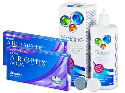 Air Optix Aqua Multifocal (2x3 Linsen) +  Gelone 360ml - Älteres Design