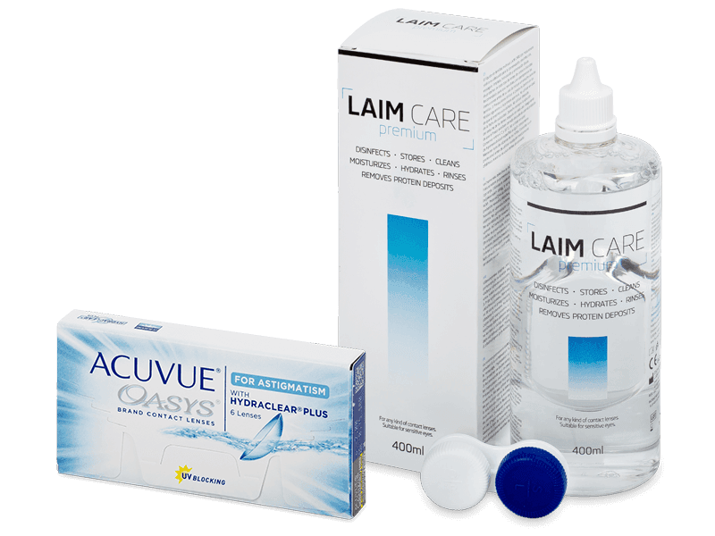 Acuvue Oasys for Astigmatism (6 Linsen) + Laim Care Pflegemittel 400 ml - Spar-Set