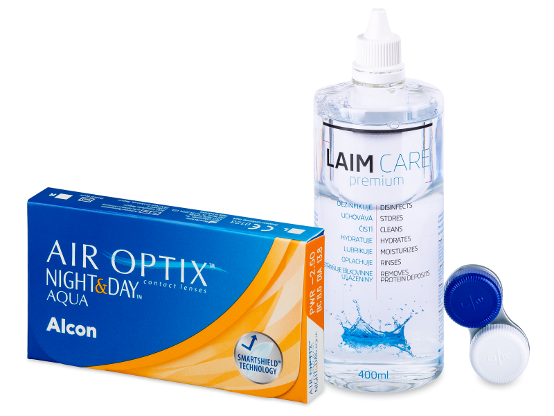 Air Optix Night and Day Aqua (6 Linsen) +  Laim Care 400ml - Spar-Set