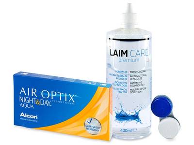 Air Optix Night and Day Aqua (6 Linsen) + Laim Care Pflegemittel 400 ml - Älteres Design