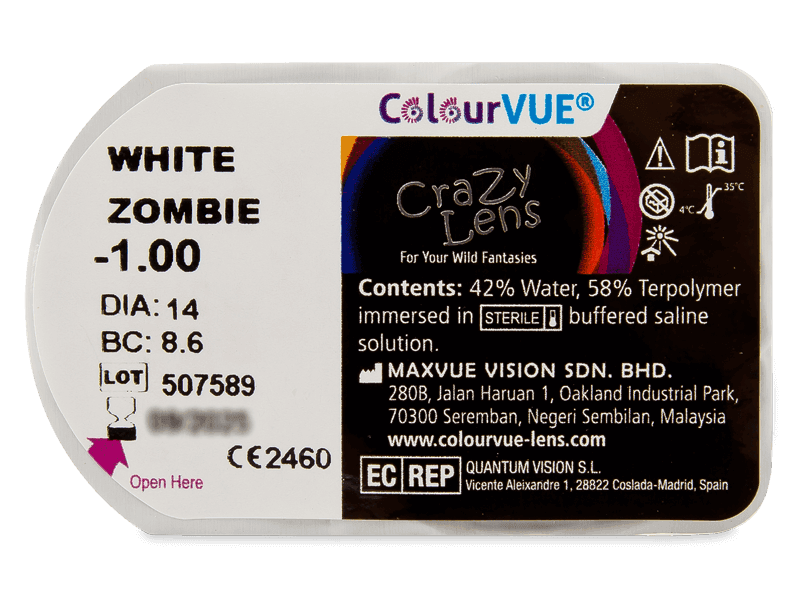 ColourVUE Crazy Lens - White Zombie - mit Stärke (2 Linsen) | Ihre ...