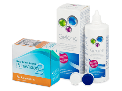 PureVision 2 for Astigmatism (6 Linsen) + Gelone 360 ml - Spar-Set