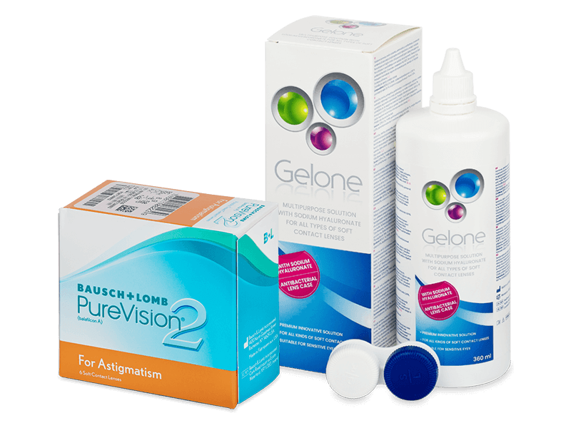 PureVision 2 for Astigmatism (6 Linsen) + Gelone 360 ml - Spar-Set