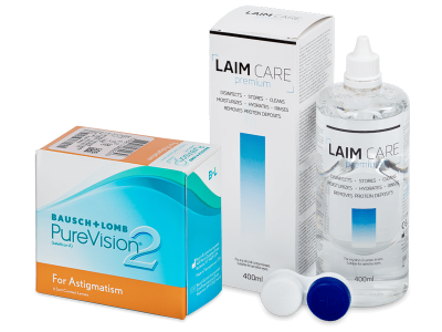 PureVision 2 for Astigmatism (6 Linsen) +  Laim Care 400ml
