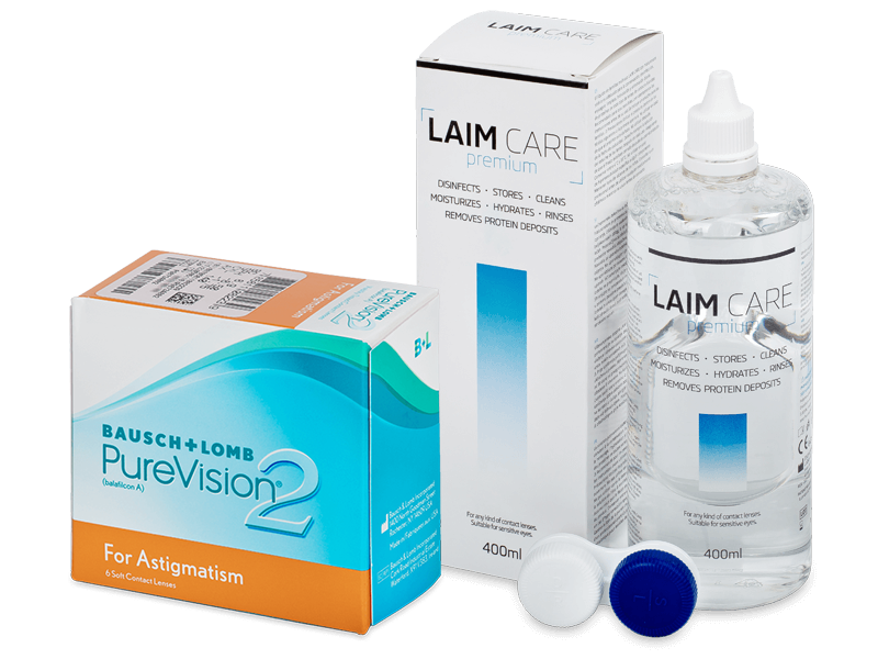 PureVision 2 for Astigmatism (6 Linsen) +  Laim Care 400ml - Spar-Set