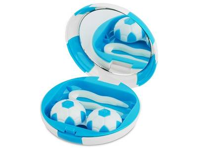 Kontaktlinsen-Etui Fußball - blau