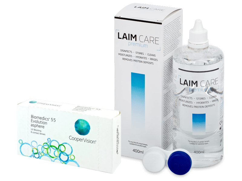 Biomedics 55 Evolution (6 Linsen) +  Laim Care 400 ml - Spar-Set