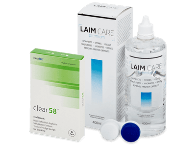 Clear 58 (6 Linsen) +  Laim Care 400 ml