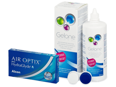 Air Optix plus HydraGlyde (6 Linsen) + Gelone 360 ml - Spar-Set