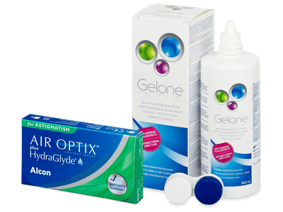 Air Optix plus HydraGlyde for Astigmatism (3 Linsen) + Gelone 360 ml