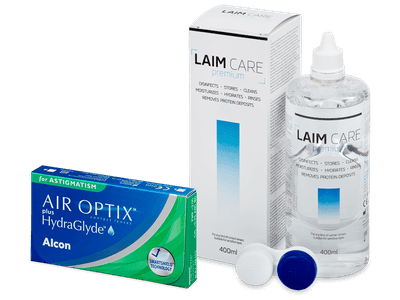 Air Optix plus HydraGlyde for Astigmatism (3 Linsen) + Laim-Care 400 ml