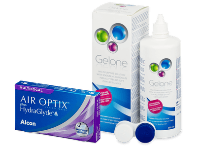 Air Optix plus HydraGlyde Multifocal (3 Linsen) + Gelone 360 ml - Spar-Set