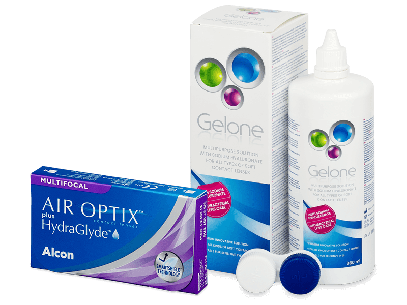 Air Optix plus HydraGlyde Multifocal (3 Linsen) + Gelone 360 ml - Spar-Set
