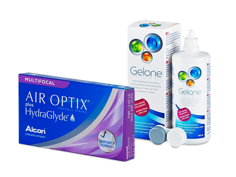 Air Optix plus HydraGlyde Multifocal (6 Linsen) + Gelone 360 ml
