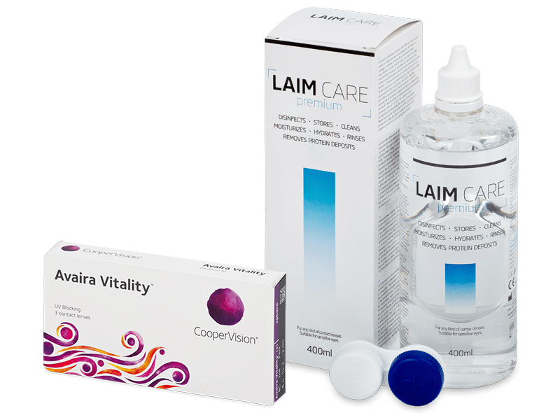 Avaira Vitality (3 Linsen) + Laim-Care 400 ml - Spar-Set