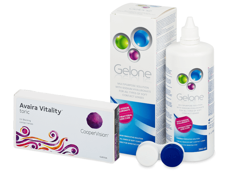 Avaira Vitality Toric (6 Linsen) + Gelone 360 ml - Spar-Set
