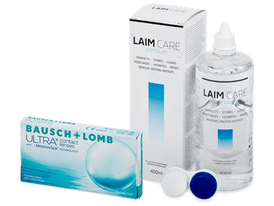 Bausch + Lomb ULTRA (3 Linsen) + Laim-Care 400 ml