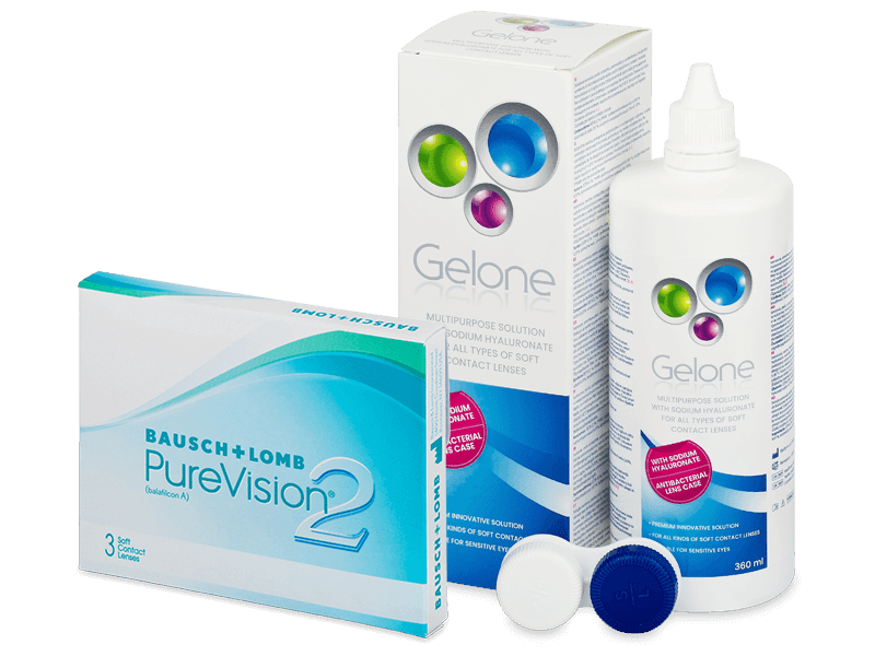 PureVision 2 (3 Linsen) + Gelone 360 ml - Spar-Set