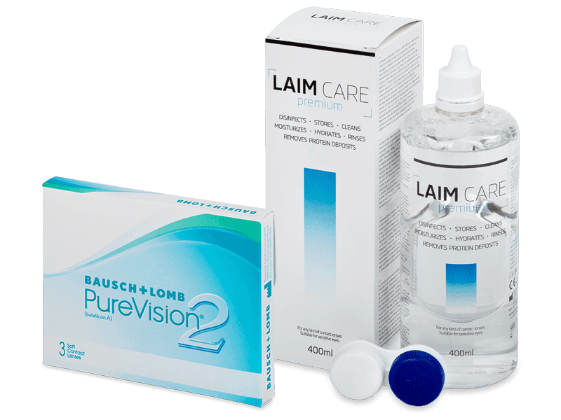 PureVision 2 (3 Linsen) + Laim Care Pflegemittel 400 ml - Spar-Set