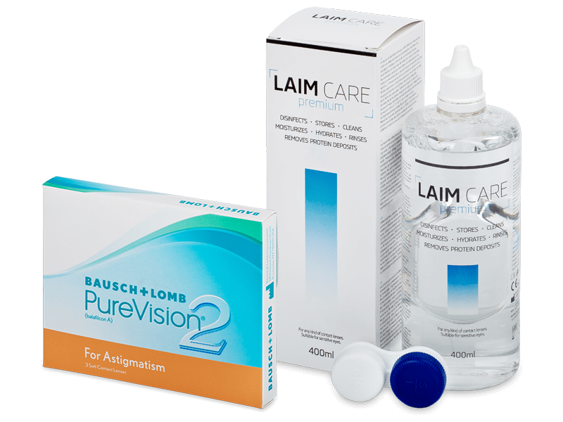 PureVision 2 for Astigmatism (3 Linsen) + Laim-Care 400 ml - Spar-Set