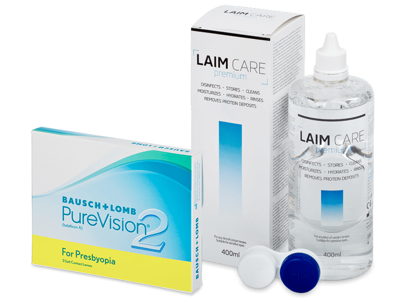 PureVision 2 for Presbyopia (3 Linsen) + Laim-Care 400 ml - Spar-Set