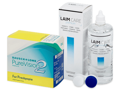 PureVision 2 for Presbyopia (6 Linsen) + Laim Care Pflegemittel 400 ml - Spar-Set