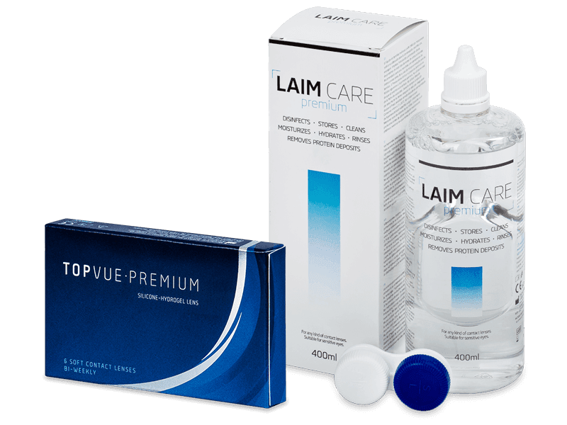 TopVue Premium (6 Linsen) + Laim Care Pflegemittel 400 ml - Spar-Set