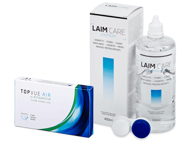 TopVue Air for Astigmatism (3 Linsen) + Laim Care Pflegemittel 400 ml - Spar-Set