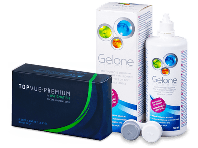 TopVue Premium for Astigmatism (6 Linsen) + Gelone 360 ml - Älteres Design
