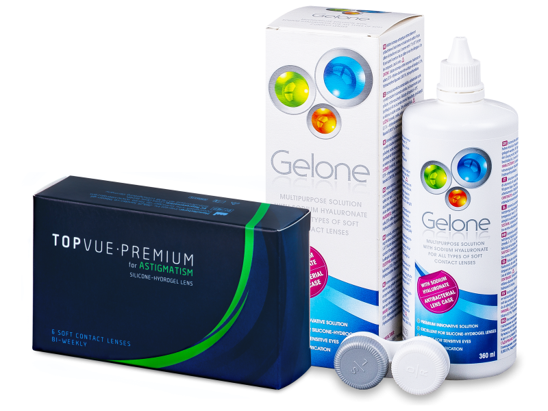 TopVue Premium for Astigmatism (6 Linsen) + Gelone 360 ml - Spar-Set