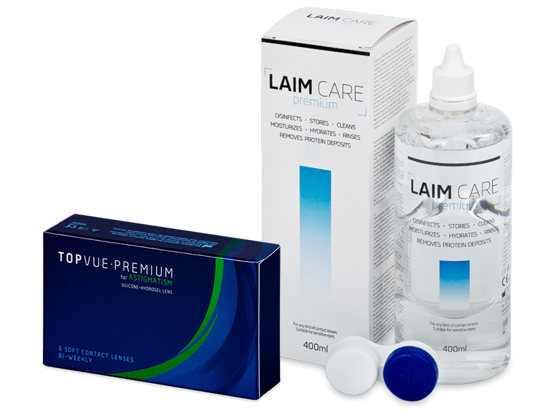 TopVue Premium for Astigmatism (6 Linsen) + Laim Care 400 ml - Spar-Set
