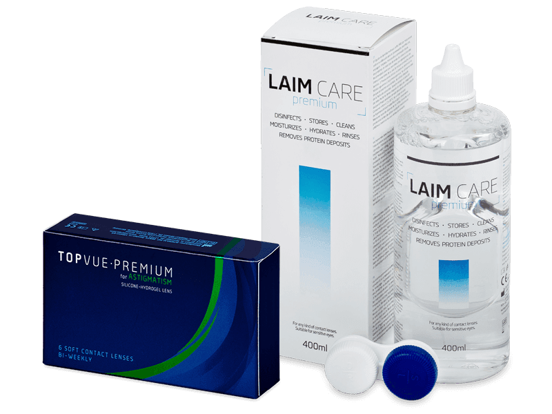 TopVue Premium for Astigmatism (6 Linsen) + Laim Care Pflegemittel 400 ml - Spar-Set