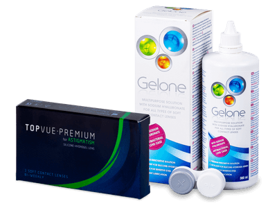 TopVue Premium for Astigmatism (3 Linsen) + Gelone 360 ml