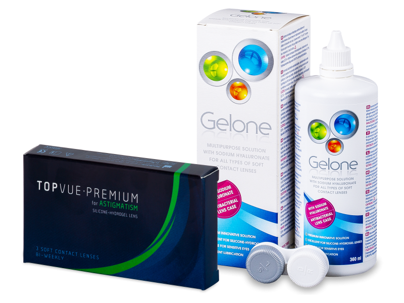 TopVue Premium for Astigmatism (3 Linsen) + Gelone 360 ml - Spar-Set