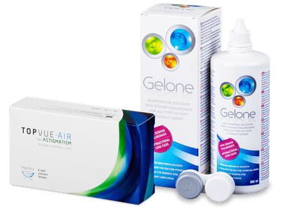 TopVue Air for Astigmatism (6 Linsen) + Gelone 360 ml - Älteres Design