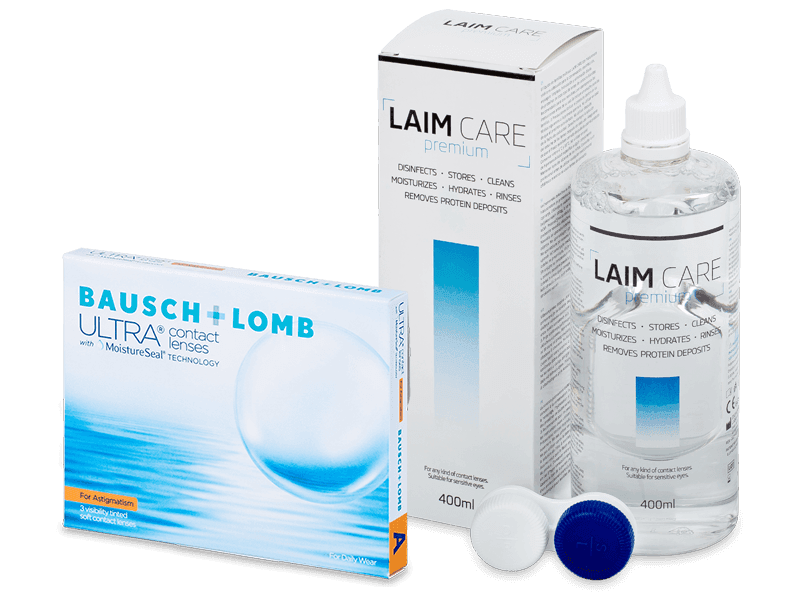 Bausch + Lomb ULTRA for Astigmatism (3 Linsen) + Laim Care Pflegemittel 400 ml - Spar-Set