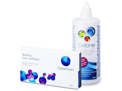 Biofinity Toric Multifocal (3 Linsen) + Gelone 360 ml - Älteres Design