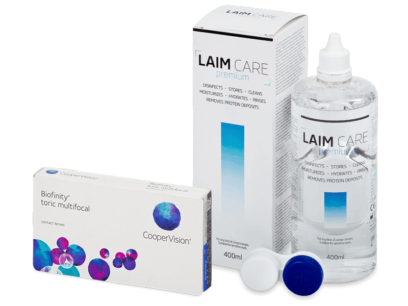 Biofinity Toric Multifocal (6 Linsen) + Laim Care Pflegemittel 400 ml - Spar-Set
