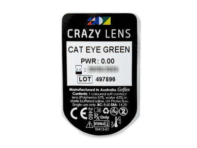CRAZY LENS - Cat Eye Green - Tageslinsen ohne Stärke (2 Linsen) - Blister Vorschau