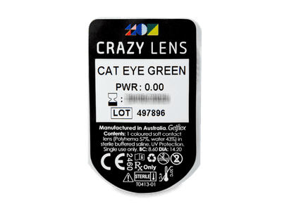 CRAZY LENS - Cat Eye Green - Tageslinsen ohne Stärke (2 Linsen) - Blister Vorschau